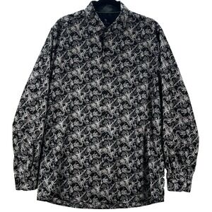 Tom Baine Slim Fit Stretch Shirt XL 17–17.5 Black White Long Sleeve Wrinkle-Free